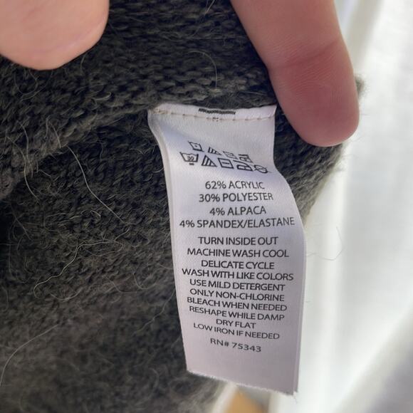 For Thee polyester alpaca blend cowl neck hi low hem knit pullover sweater sz L - Picture 7 of 7